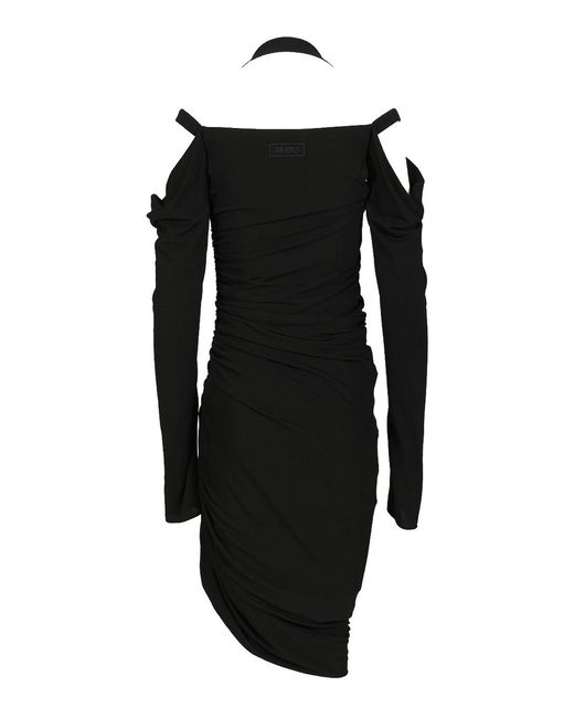 The Attico Black Crepe Midi Dress