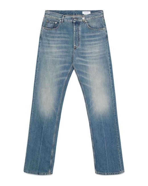 McQueen Blue Straight Leg Trousers Faded Effect for men