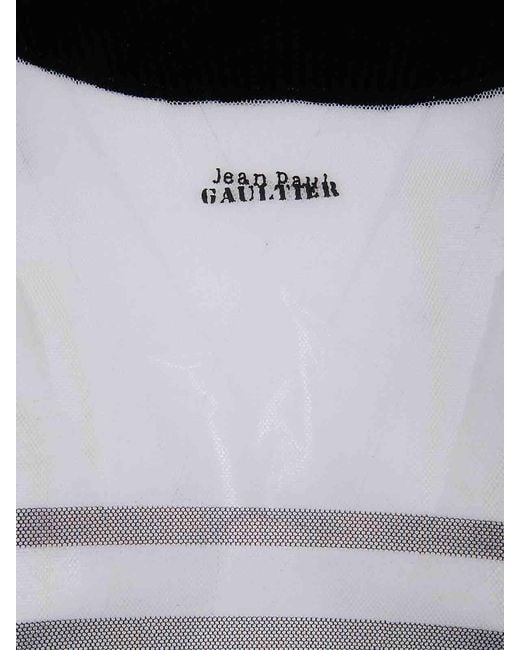 Jean Paul Gaultier Black Mix Mesh And Knit Pullover Printed Mariniere
