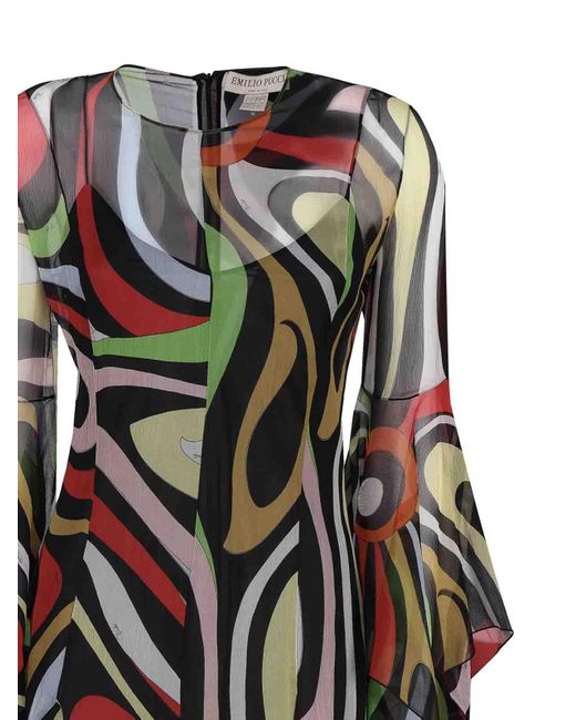 Emilio Pucci Multicolor Silk Dress With Marble Print