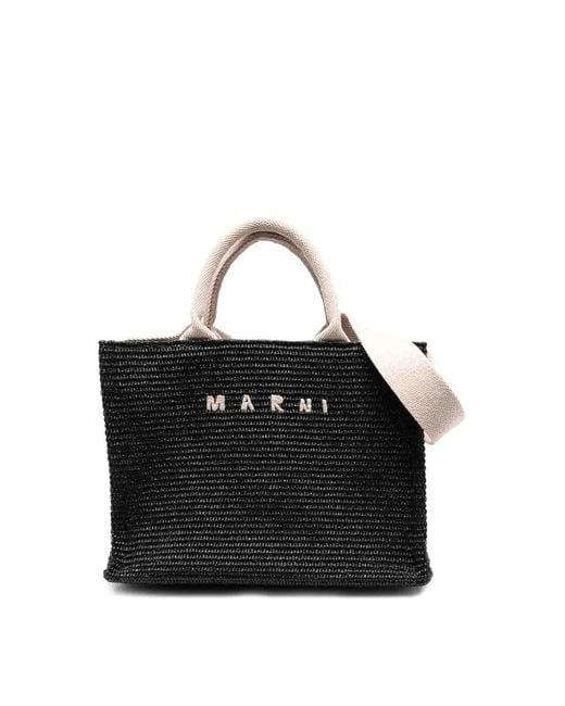 Marni Black Tote Bag With Logo