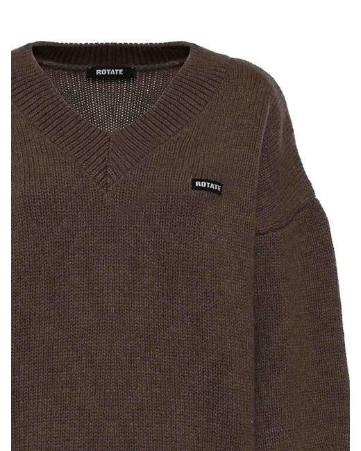 ROTATE BIRGER CHRISTENSEN Brown Wool Sweater With Logo
