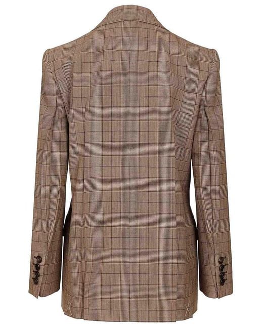 Chloé Brown Tailored Double-Breasted Checked Wool Jacket
