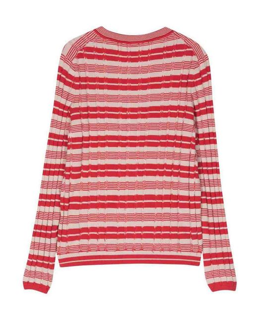 Paul Smith Red Long Sleeves Striped Korean Sweater