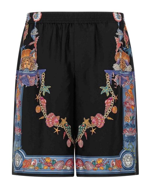 Versace Black Print Bermuda Shorts for men