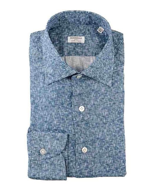 Borriello Blue 100% Linen Shirt for men