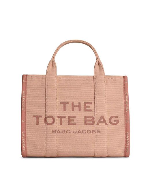 Marc Jacobs Pink Embroidered Logo Lettering Cotton Tote Bag