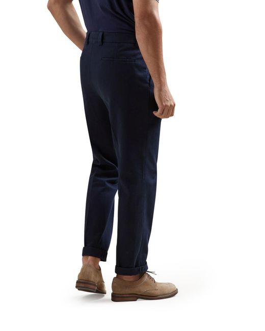 Brunello Cucinelli Blue Cotton Gabardine Pants for men