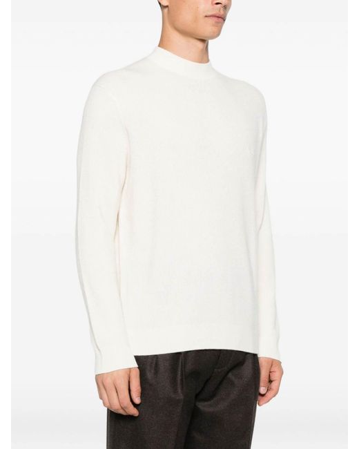 Emporio Armani White Wool Crewneck Jumper for men