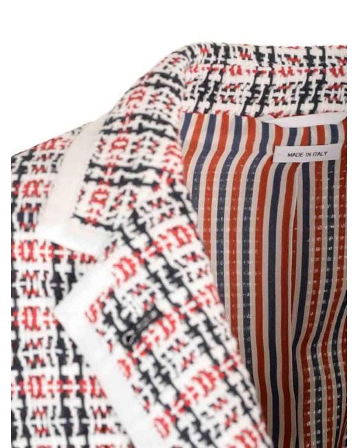 Thom Browne White Cotton Tweed Blazer