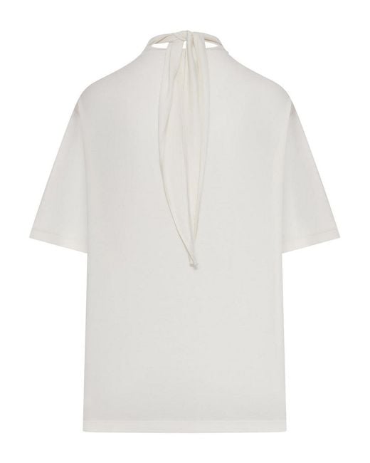 Lemaire White T-Shirt With Jersey Scarf