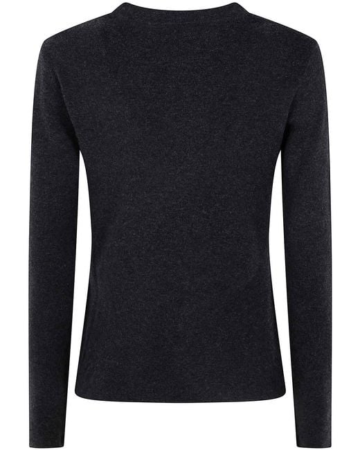 Max Mara Blue Ticino Logo Long Sleeves Round Neck Sweater