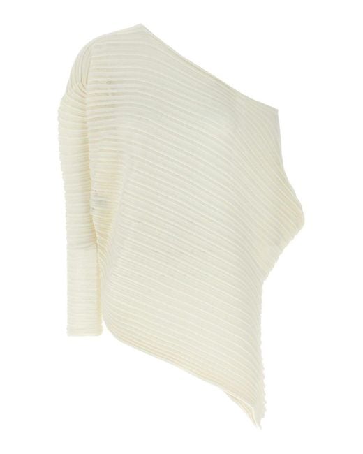 Pleats Please Issey Miyake White Stream Top