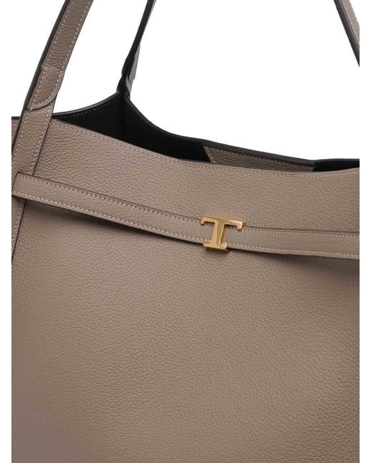 Tod's Gray Medium Leather Shopping Bag