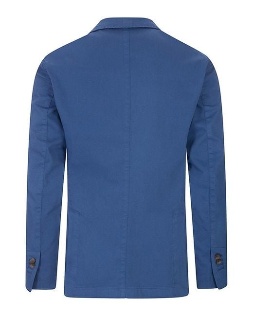 RUSSO CAPRI Blue Oxford Cotton Blazer for men