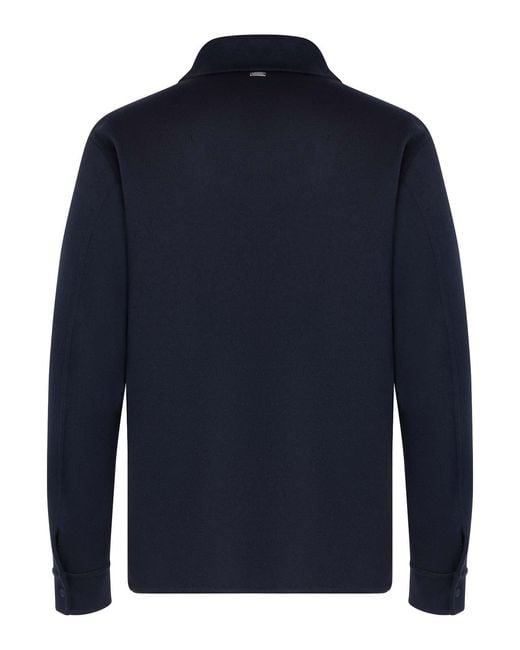 Herno Blue Double Wool Drap Shirt Jacket for men