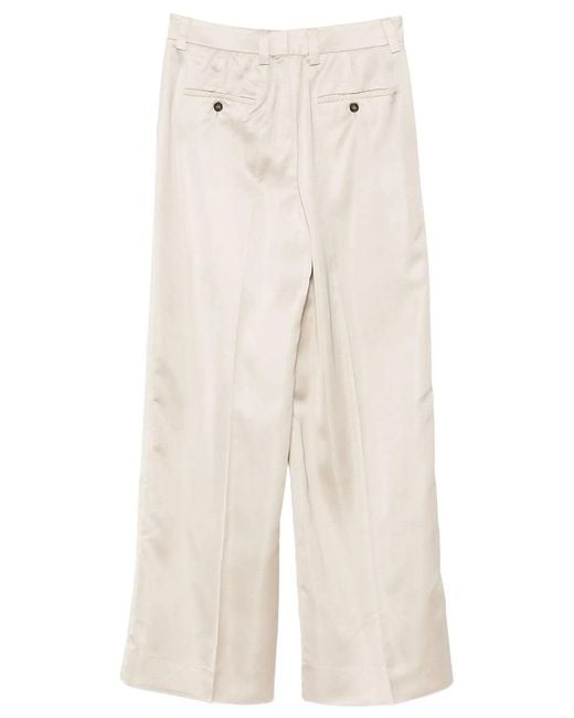 Incotex White Neera Wide-Leg Satin Trousers