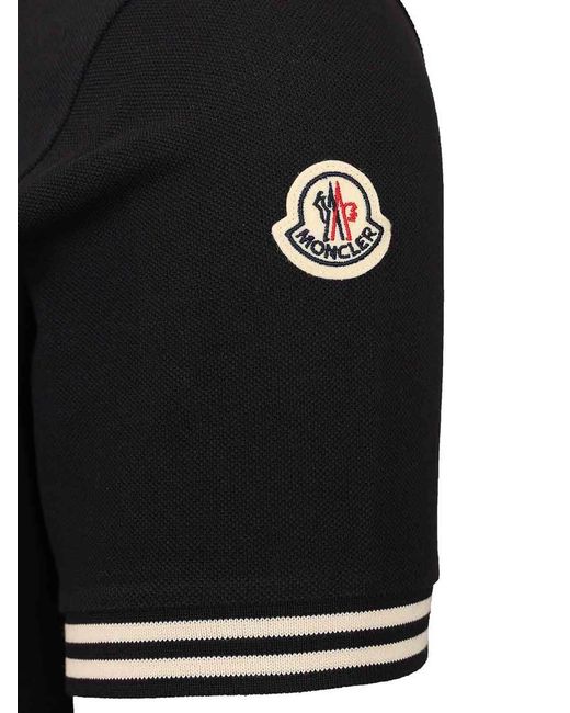 Moncler Black Piqu Polo Shirt for men
