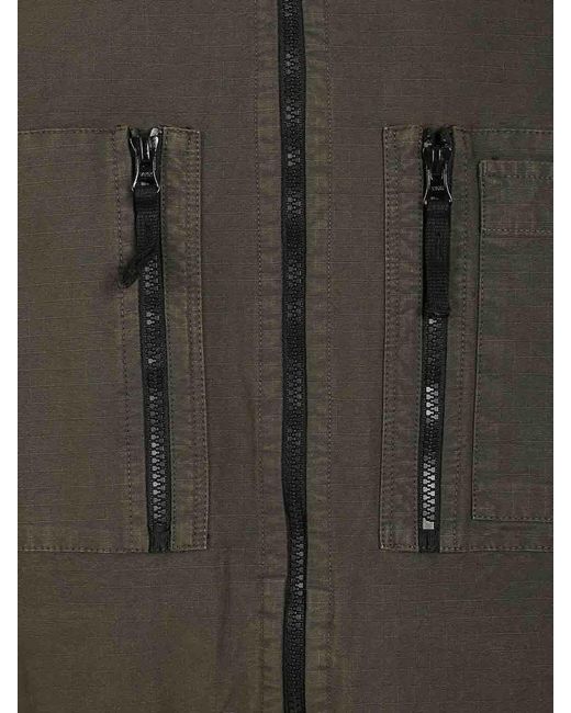 Stone Island Green Organic Cotton Ripstop Hooded Overshirt for men
