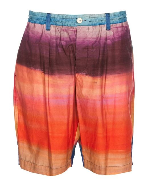 Marni Orange Bermuda Dark Side Of The Moon Print for men