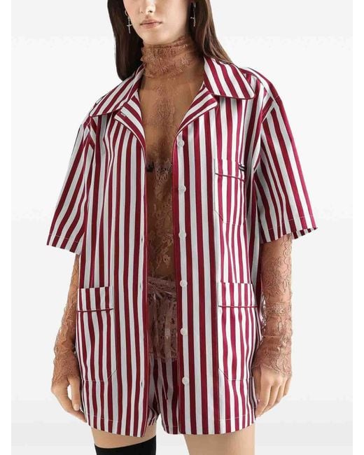 Dolce & Gabbana Red Striped Cotton Shirt