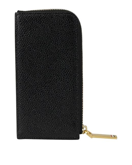 Thom Browne Black Leather Card Holder