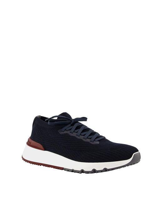 Brunello Cucinelli Blue Cotton Sneakers for men