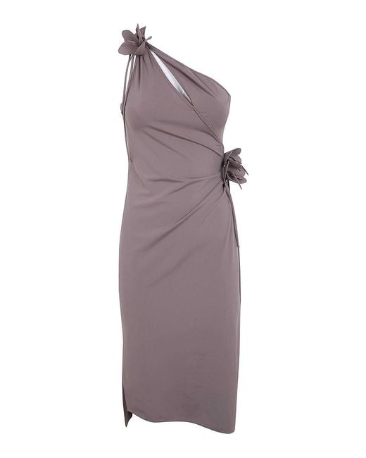 Coperni Purple Asymmetric Mini Flower Gown