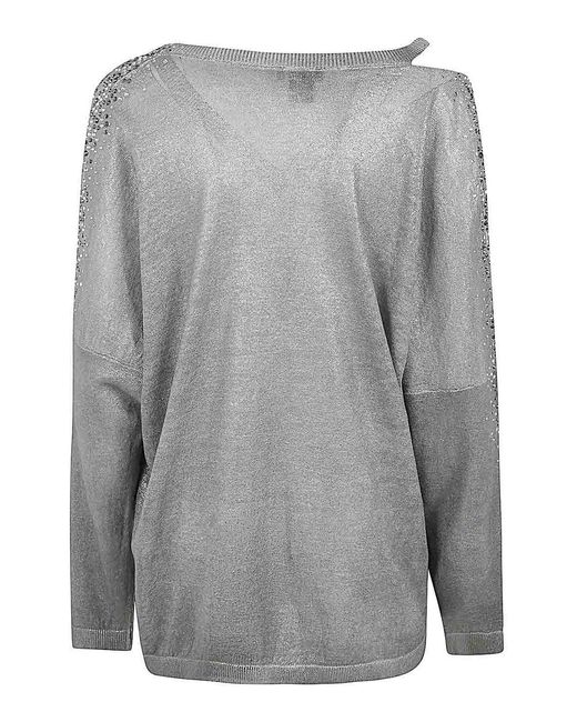Avant Toi Gray Linen Cotton V-Neck Pullover