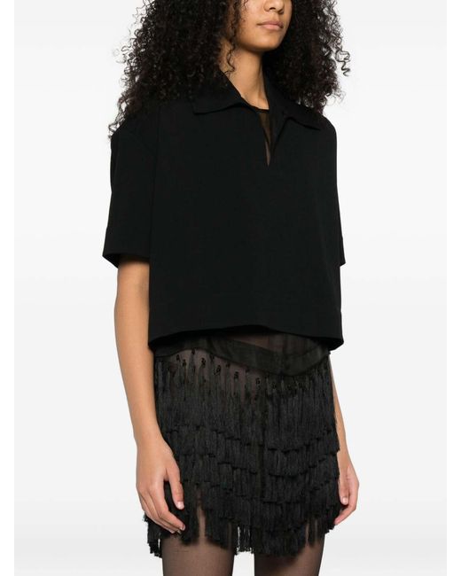 Jil Sander Black Cropped Polo Shirt