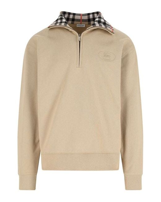 Burberry Natural Maglia Zip Check for men
