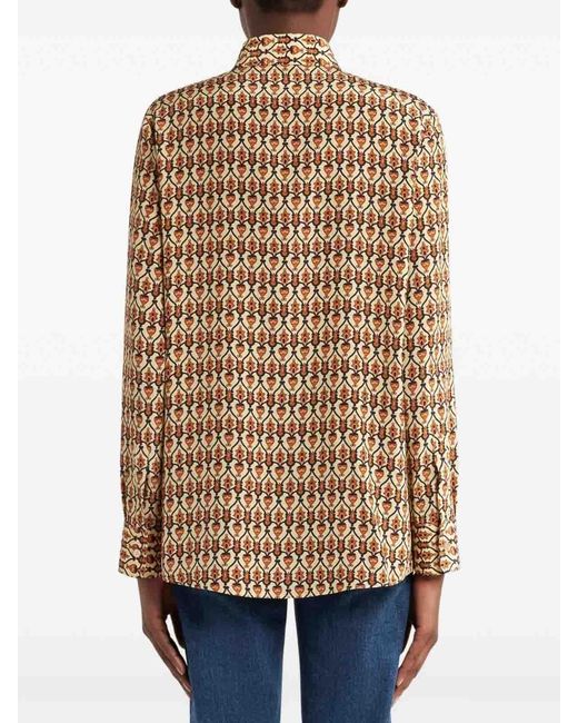 Etro Natural Micro-Patterned Silk Shirt