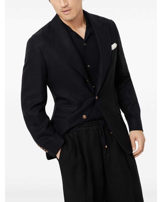 Brunello Cucinelli Black Blazer With Peak Lapels for men