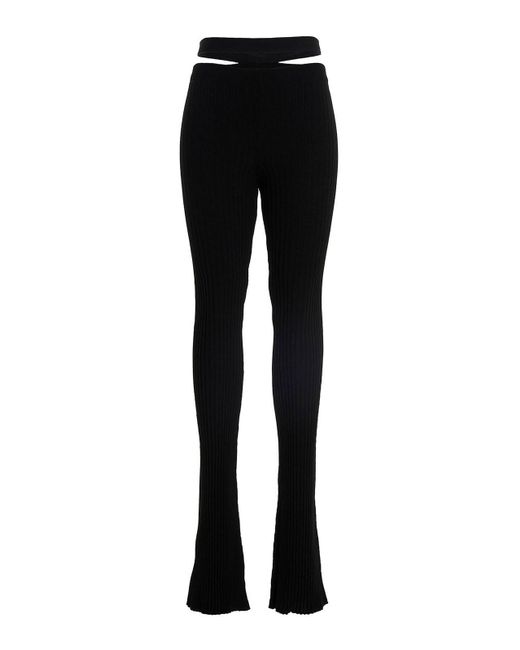 ANDREADAMO Black Ribbed Flared Pants