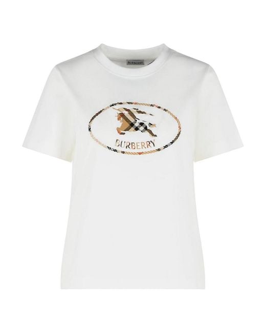 Burberry White Frankie Cotton T-Shirt