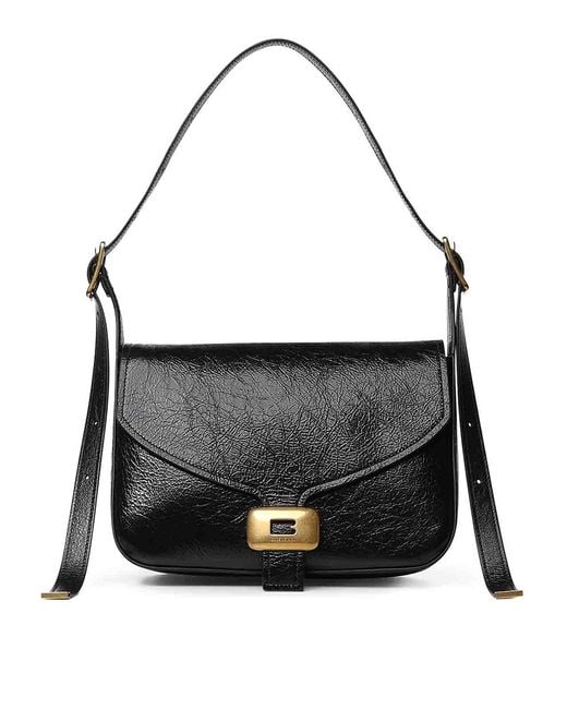 Balenciaga Black Medium Clicca Leather Shoulder Bag