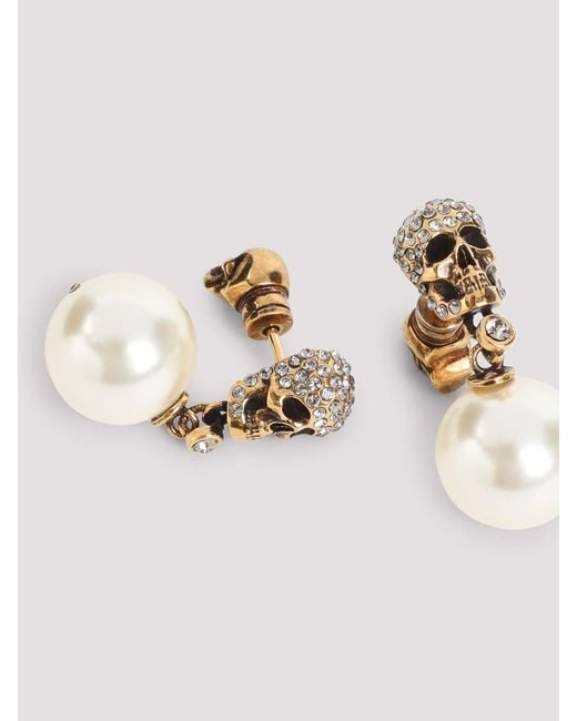McQueen Metallic Pave Skull Earrings