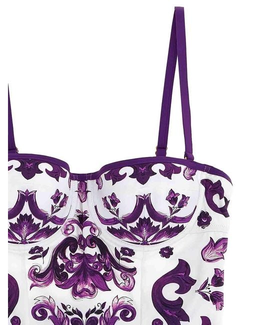 Dolce & Gabbana Purple Print One-Piece Swimsuit