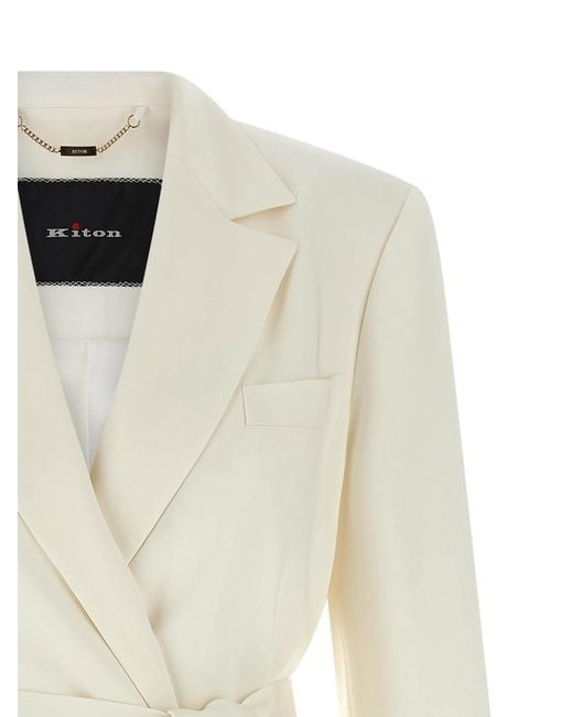 Kiton White Silk Blazer