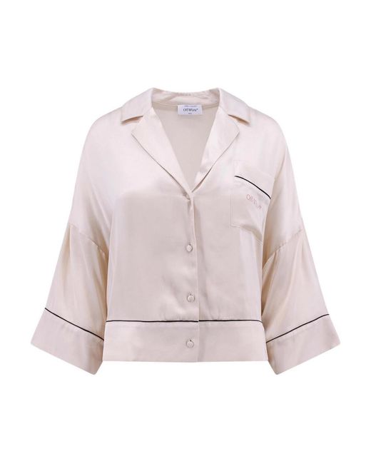 Off-White c/o Virgil Abloh Pink Viscosa Pajama Shirt With Logo Print