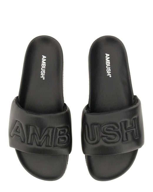 Ambush Gray Leather Slide Sandal for men