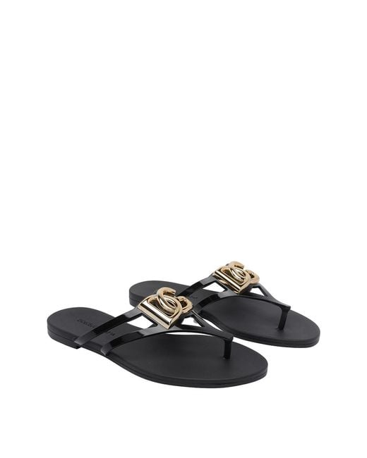Dolce & Gabbana White Logo Flip-Flop