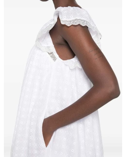 Ganni White Broderie Anglaise Baby Doll Minidress