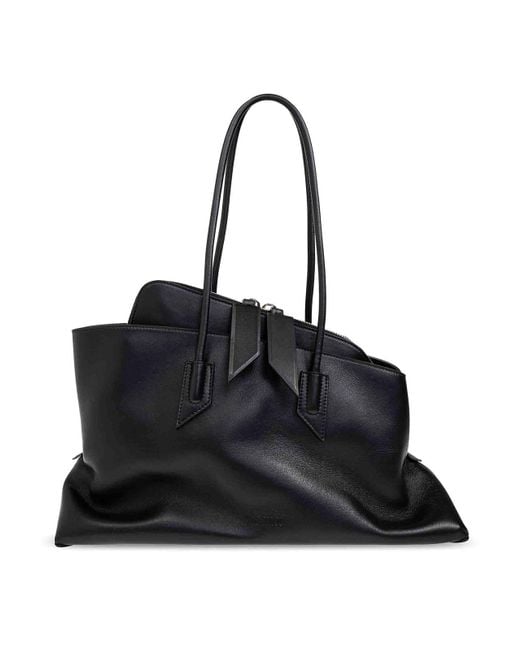 The Attico Black Calf Leather 'La Passeggiata' Top Handle
