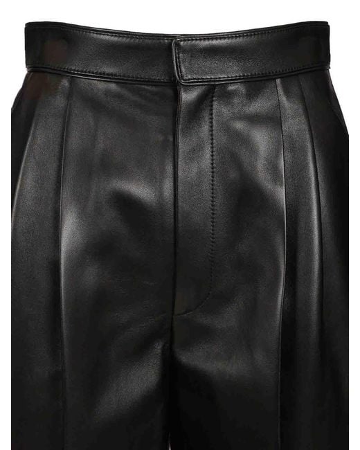 Bottega Veneta Black Shiny Leather Trousers