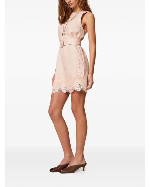 Twinset Pink Mini Dress With Belt