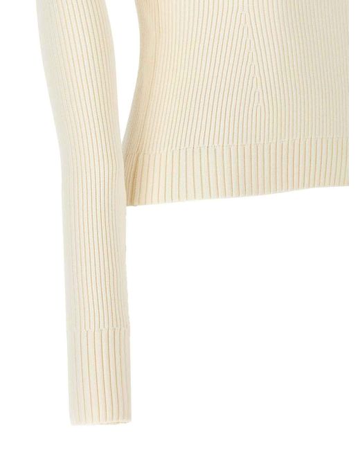Magda Butrym White Ribbed Sweater