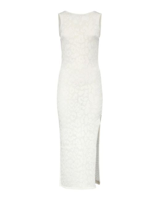 Akep White Leopard Print Long Dress
