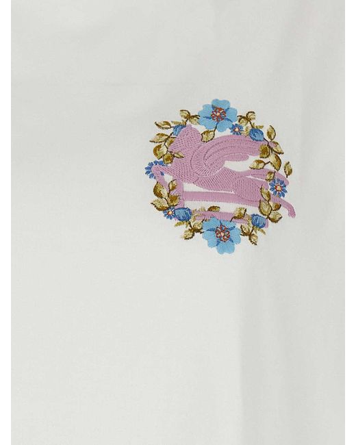 Etro White Logo Embroidery T-shirt