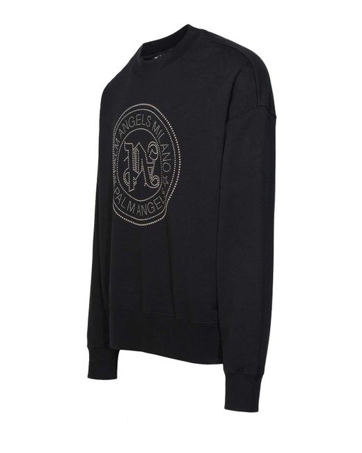 Palm Angels Black Milan Stud Sweatshirt for men